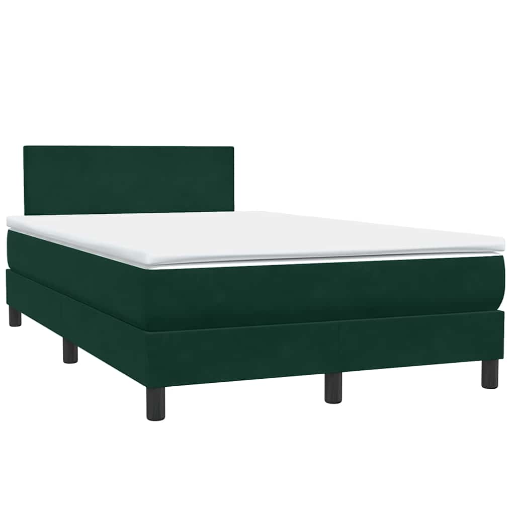 Κρεβάτι Boxspring με Στρώμα & LED Σκούρο Πράσινο 120x210εκ. Βελούδινο - Pakobazaar