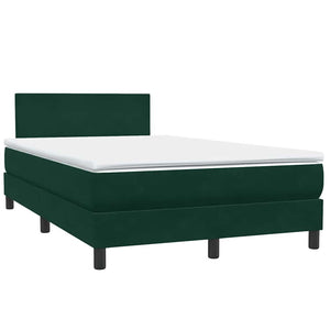 Κρεβάτι Boxspring με Στρώμα & LED Σκούρο Πράσινο 120x210εκ. Βελούδινο - Pakobazaar