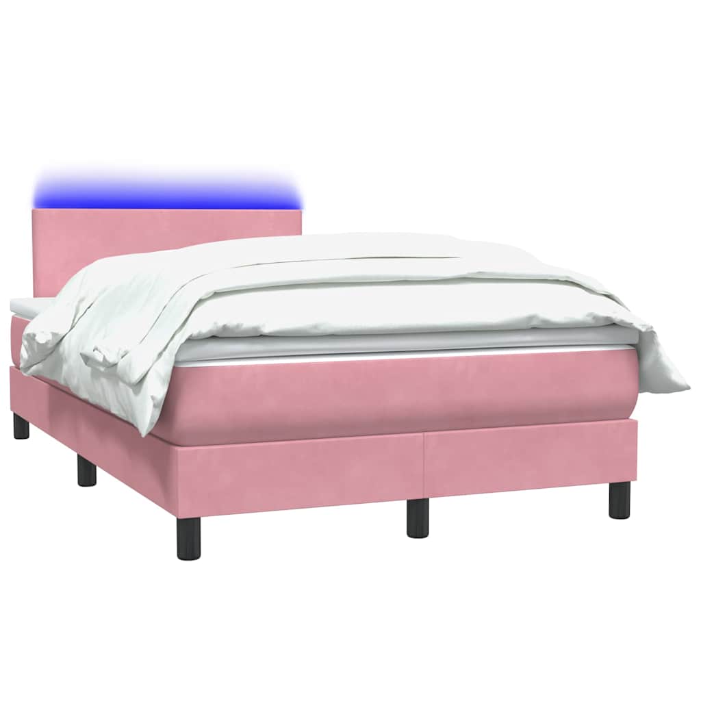 Κρεβάτι Boxspring με Στρώμα & LED Ροζ 120x210 εκ. Βελούδινο - Pakobazaar