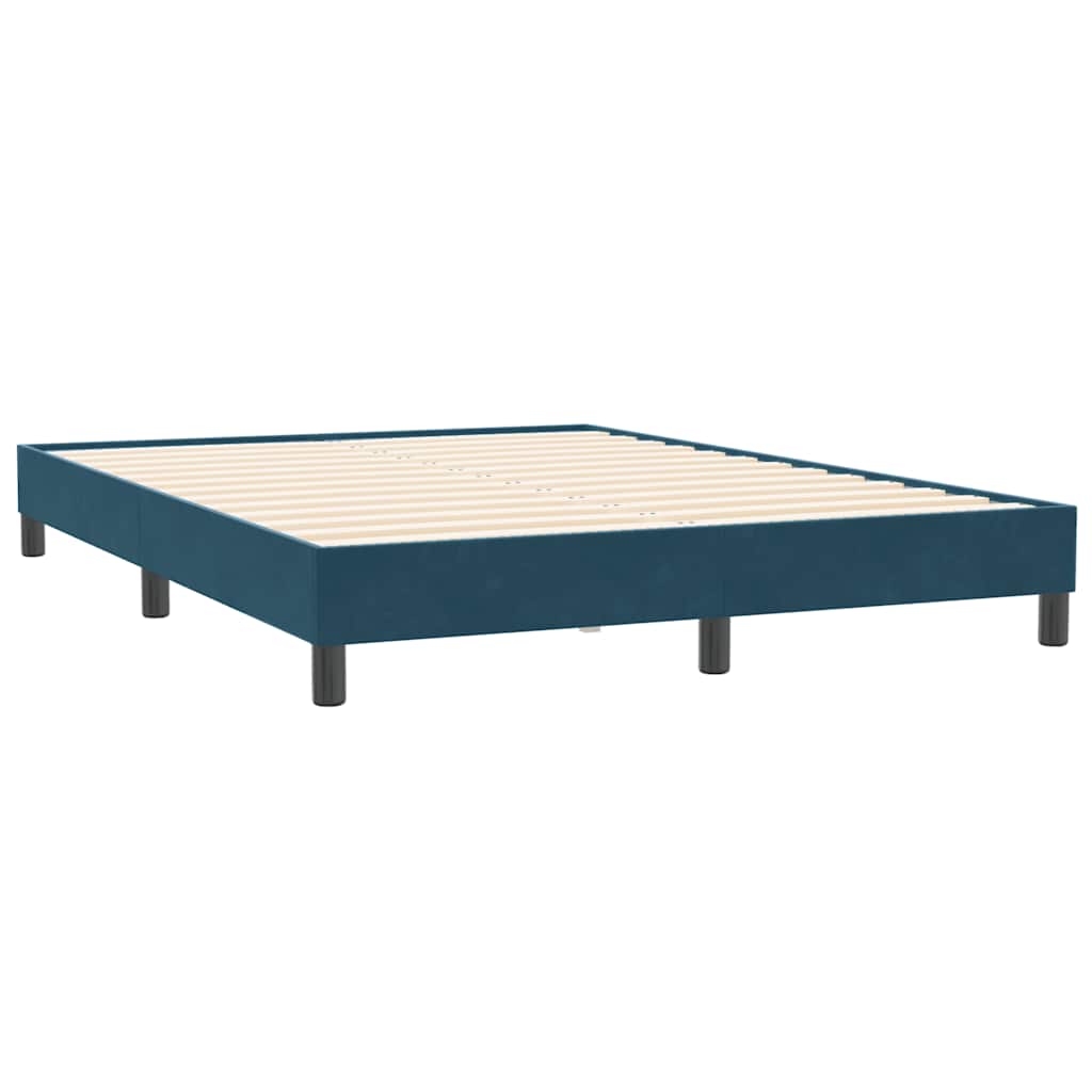 Κρεβάτι Boxspring με Στρώμα & LED Σκούρο Μπλε 140x210 εκ. Βελούδινο