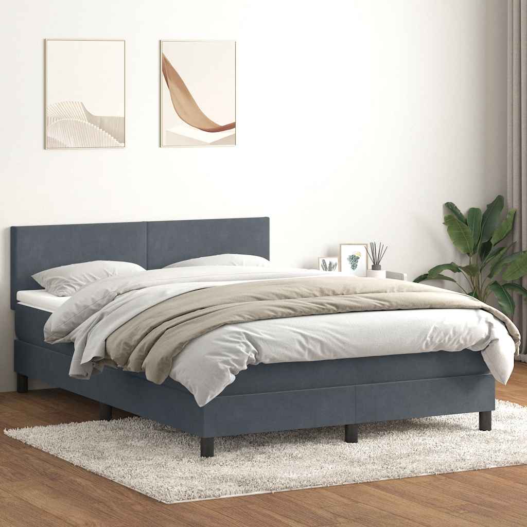 Κρεβάτι Boxspring με Στρώμα & LED Σκούρο Γκρι 160x210 εκ. Βελούδινο - Pakobazaar