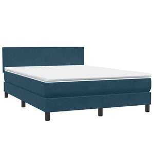 Κρεβάτι Boxspring με Στρώμα & LED Σκούρο Μπλε 160x210 εκ. Βελούδινο - Pakobazaar