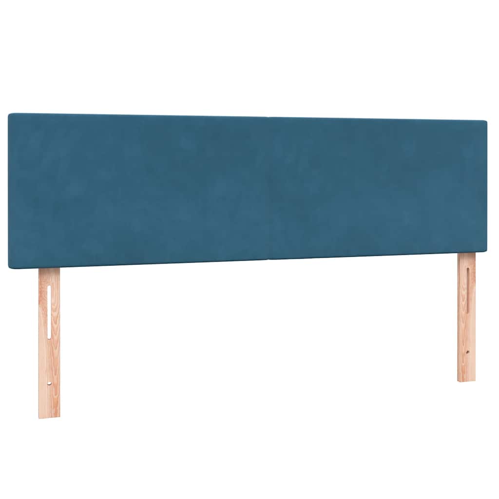 Κρεβάτι Boxspring με Στρώμα & LED Σκούρο Μπλε 160x210 εκ. Βελούδινο - Pakobazaar