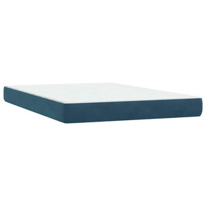 Κρεβάτι Boxspring με Στρώμα & LED Σκούρο Μπλε 160x210 εκ. Βελούδινο - Pakobazaar