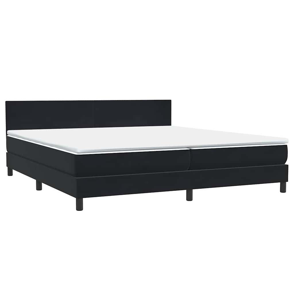 Κρεβάτι Boxspring με Στρώμα & LED Μαύρο 180x210 εκ. Βελούδινο