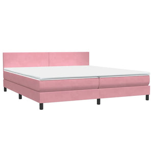 Κρεβάτι Boxspring με Στρώμα & LED Ροζ 180x210 εκ. Βελούδινο