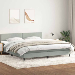 Κρεβάτι Boxspring με Στρώμα & LED ανοιχτό γκρι 200x210 cm Βελούδινο - Pakobazaar