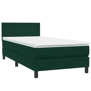 Κρεβάτι Boxspring με Στρώμα & LED σκούρο πράσινο 80x220εκ. Βελούδινο - Pakobazaar