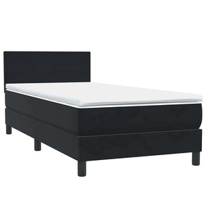 Κρεβάτι Boxspring με Στρώμα & LED Μαύρο 100x220 εκ. Βελούδινο - Pakobazaar
