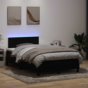 Κρεβάτι Boxspring με Στρώμα & LED Μαύρο 120x220 cm Βελούδινο