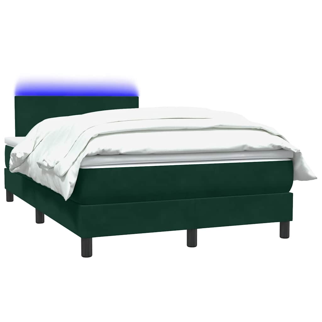 Κρεβάτι Boxspring με Στρώμα & LED σκούρο πράσινο 120x220cm Βελούδινο - Pakobazaar