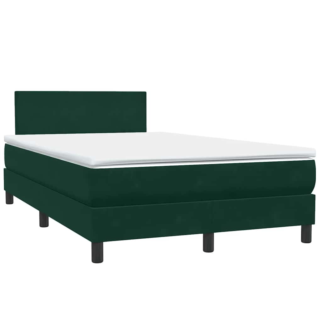 Κρεβάτι Boxspring με Στρώμα & LED σκούρο πράσινο 120x220cm Βελούδινο - Pakobazaar