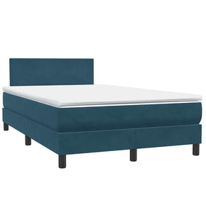 Κρεβάτι Boxspring με Στρώμα & LED σκούρο μπλε 120x220 cm Βελούδινο - Pakobazaar