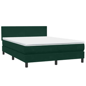Κρεβάτι Boxspring με Στρώμα & LED Σκούρο πράσινο 140x220cm Βελούδινο