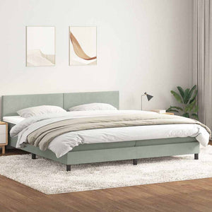 Κρεβάτι Boxspring με Στρώμα & LED ανοιχτό γκρι 180x220 cm Βελούδινο - Pakobazaar