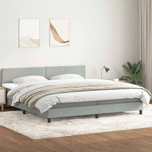 Κρεβάτι Boxspring με Στρώμα & LED ανοιχτό γκρι 200x220 εκ. Βελούδινο - Pakobazaar