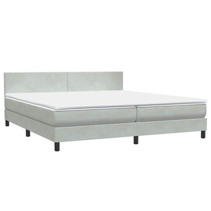Κρεβάτι Boxspring με Στρώμα & LED ανοιχτό γκρι 200x220 εκ. Βελούδινο - Pakobazaar