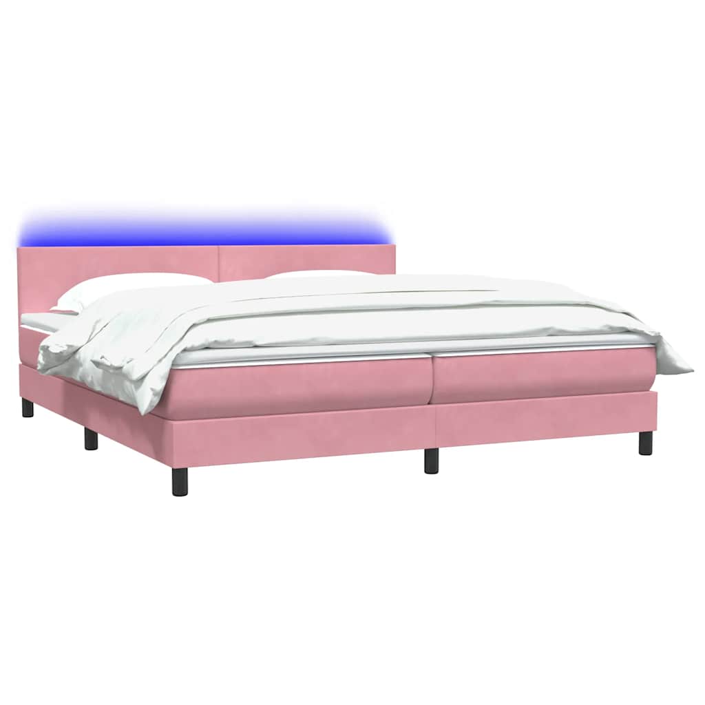 Κρεβάτι Boxspring με Στρώμα & LED ροζ 200x220 cm Βελούδινο
