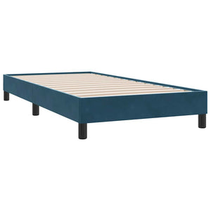 Κρεβάτι Boxspring με Στρώμα & LED Σκούρο Μπλε 100x210 εκ. Βελούδινο