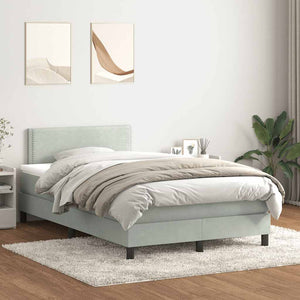 Κρεβάτι Boxspring με Στρώμα & LED Ανοιχτό Γκρι 120x210 εκ. Βελούδινο - Pakobazaar