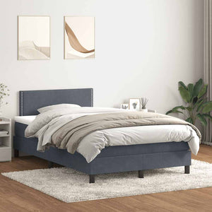 Κρεβάτι Boxspring με Στρώμα & LED Σκούρο Γκρι 120x210 εκ. Βελούδινο - Pakobazaar