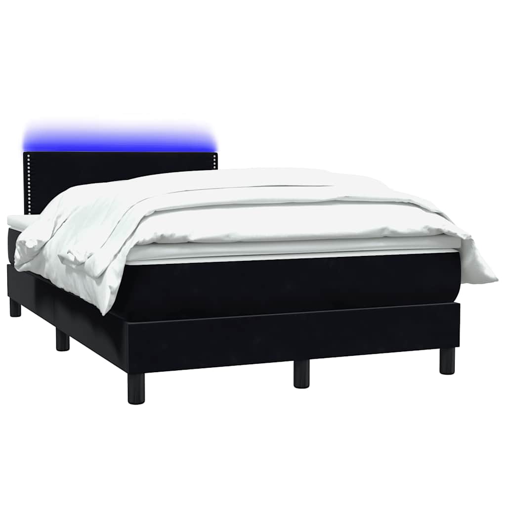 Κρεβάτι Boxspring με Στρώμα & LED Μαύρο 1120x210 εκ. Βελούδινο