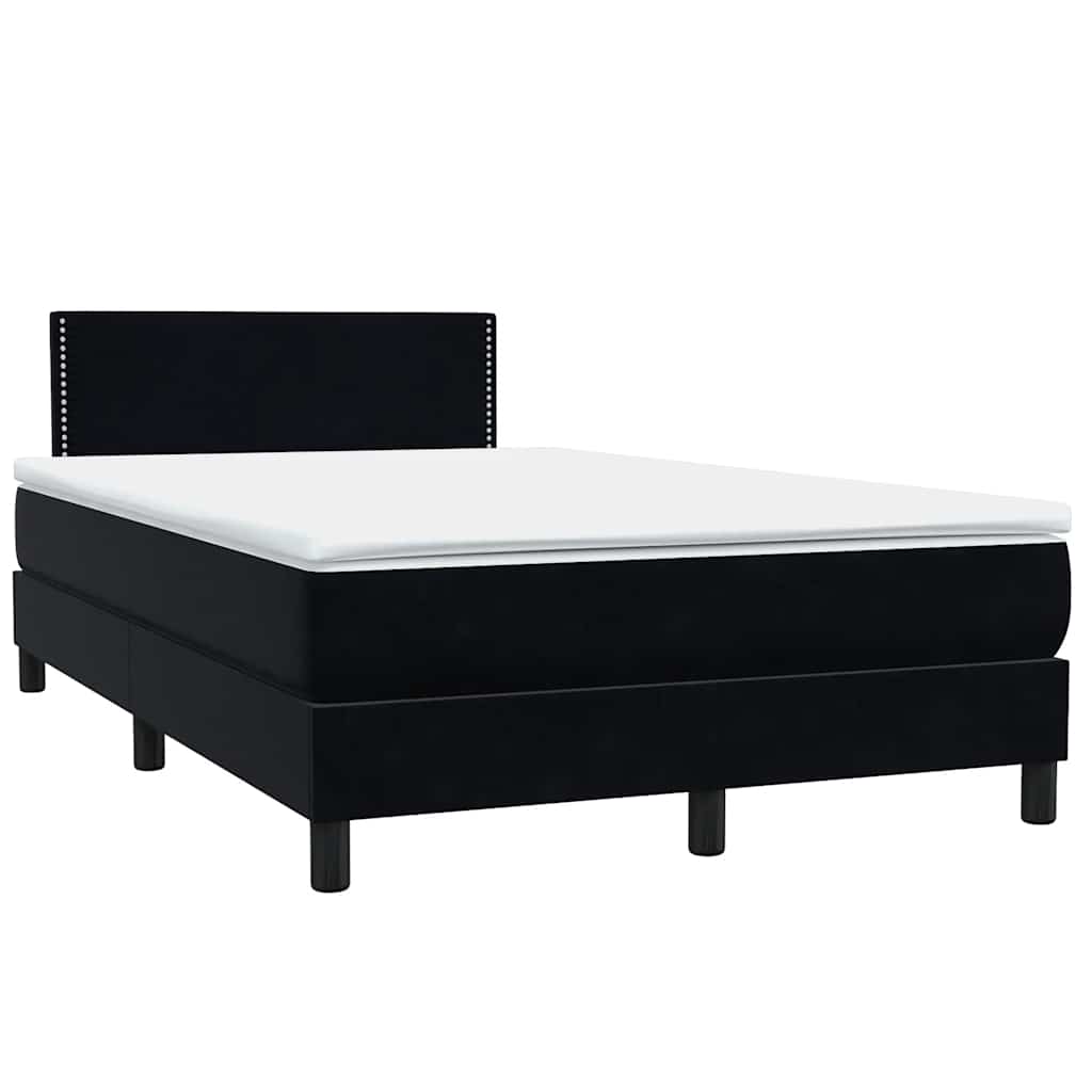 Κρεβάτι Boxspring με Στρώμα & LED Μαύρο 1120x210 εκ. Βελούδινο