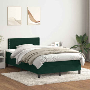 Κρεβάτι Boxspring με Στρώμα & LED Σκούρο Πράσινο 120x210εκ. Βελούδινο - Pakobazaar