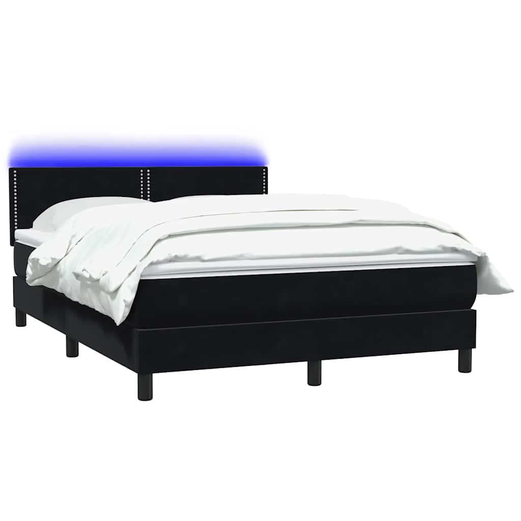 Κρεβάτι Boxspring με Στρώμα & LED Μαύρο 1140x210 εκ. Βελούδινο - Pakobazaar