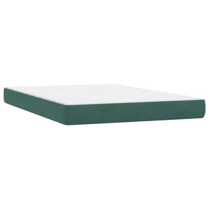 Κρεβάτι Boxspring με Στρώμα & LED Σκούρο Πράσινο 140x210εκ. Βελούδινο