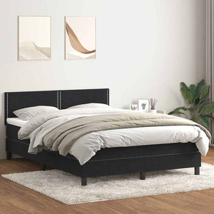 Κρεβάτι Boxspring με Στρώμα & LED Μαύρο 160x210 εκ. Βελούδινο