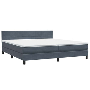 Κρεβάτι Boxspring με Στρώμα & LED Σκούρο Γκρι 180x210 εκ. Βελούδινο