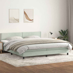 Κρεβάτι Boxspring με Στρώμα & LED ανοιχτό γκρι 200x210 cm Βελούδινο - Pakobazaar