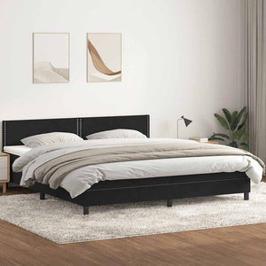 Κρεβάτι Boxspring με Στρώμα & LED Μαύρο 200x210 εκ. Βελούδινο - Pakobazaar