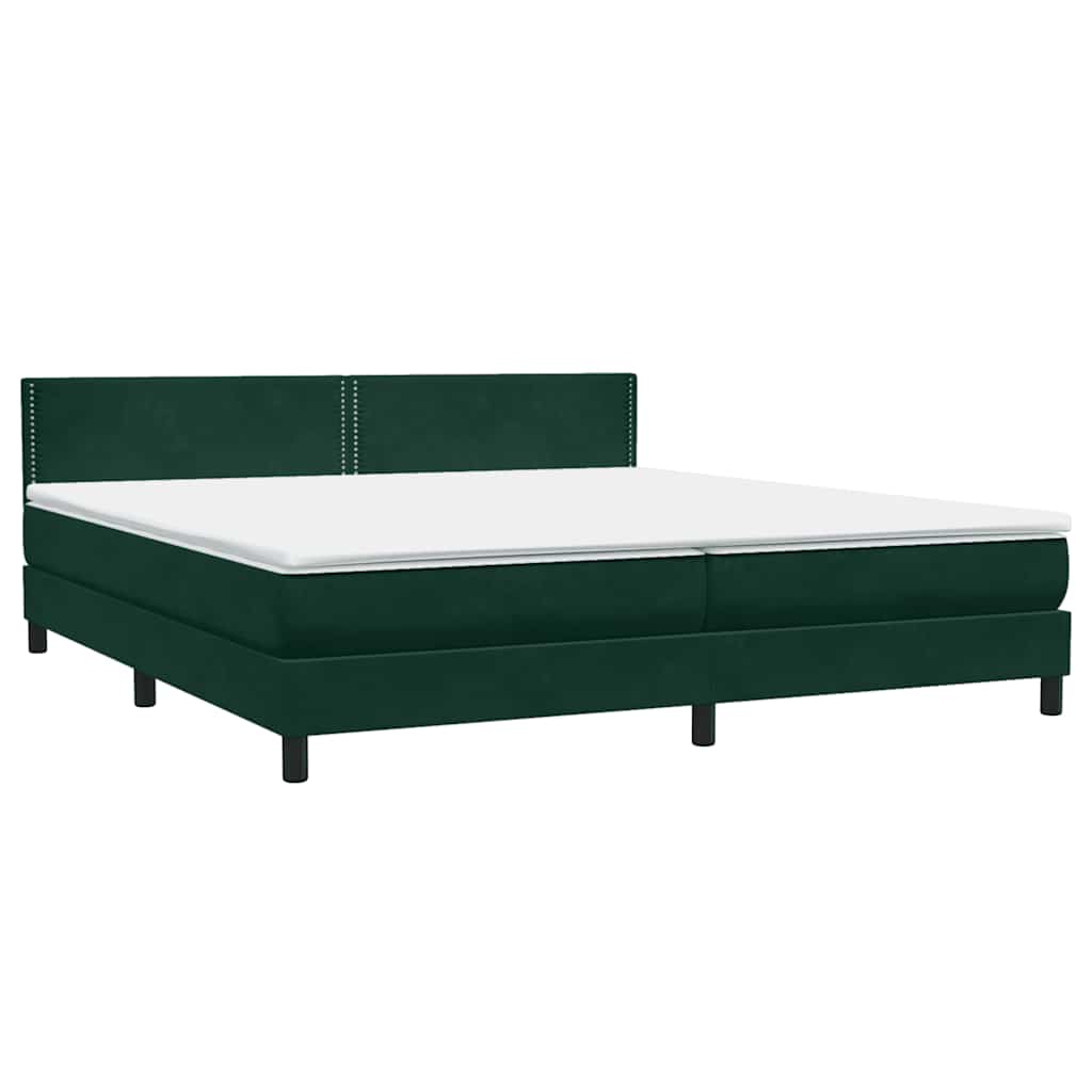 Κρεβάτι Boxspring με Στρώμα & LED Σκούρο Πράσινο 200x210εκ. Βελούδινο