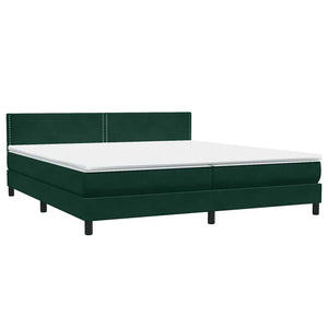 Κρεβάτι Boxspring με Στρώμα & LED Σκούρο Πράσινο 200x210εκ. Βελούδινο