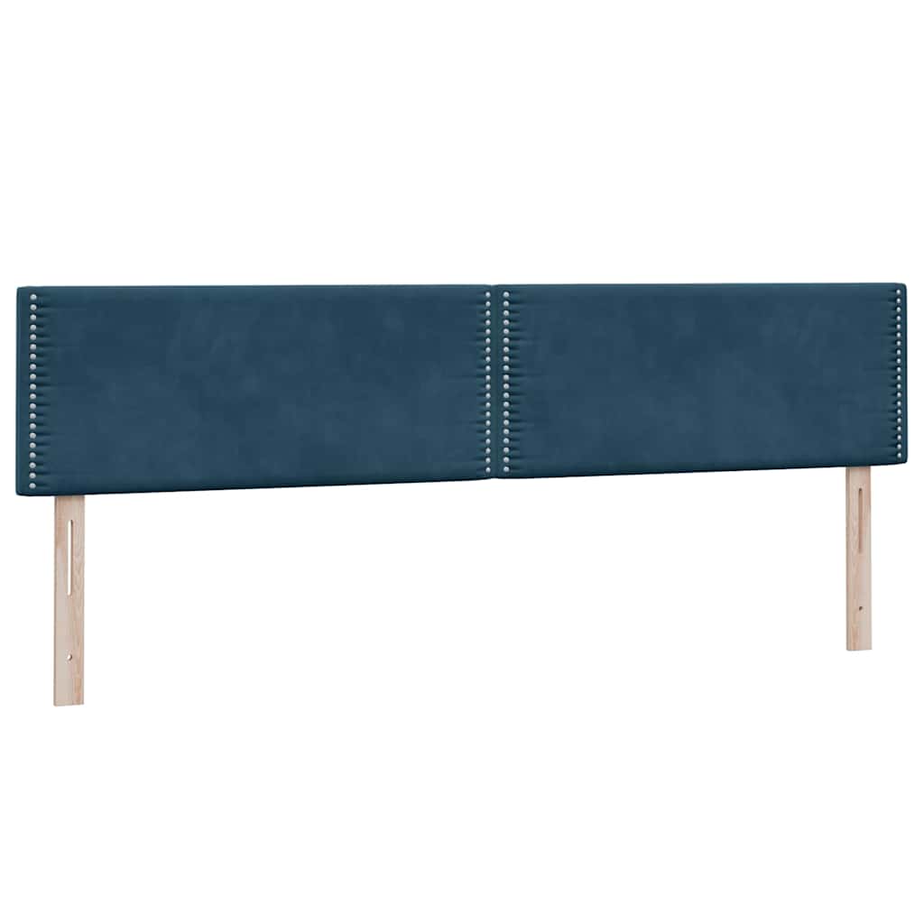 Κρεβάτι Boxspring με Στρώμα & LED Σκούρο Μπλε 200x220 εκ. Βελούδινο