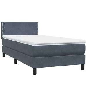 Κρεβάτι Boxspring με Στρώμα & LED Σκούρο γκρι 100x220 εκ. Βελούδινο - Pakobazaar