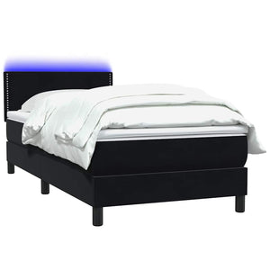 Κρεβάτι Boxspring με Στρώμα & LED Μαύρο 100x220 εκ. Βελούδινο - Pakobazaar