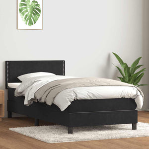 Κρεβάτι Boxspring με Στρώμα & LED Μαύρο 100x220 εκ. Βελούδινο - Pakobazaar
