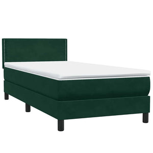 Κρεβάτι Boxspring με Στρώμα & LED σκούρο πράσινο 100x220cm Βελούδινο - Pakobazaar