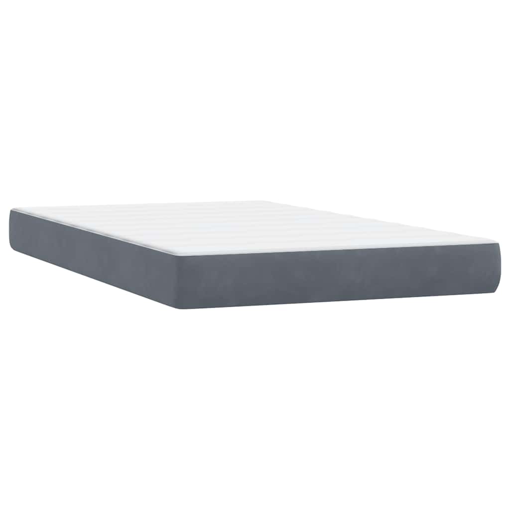 Κρεβάτι Boxspring με Στρώμα & LED Σκούρο γκρι 120x220 cm Βελούδινο
