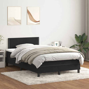Κρεβάτι Boxspring με Στρώμα & LED Μαύρο 120x220 cm Βελούδινο