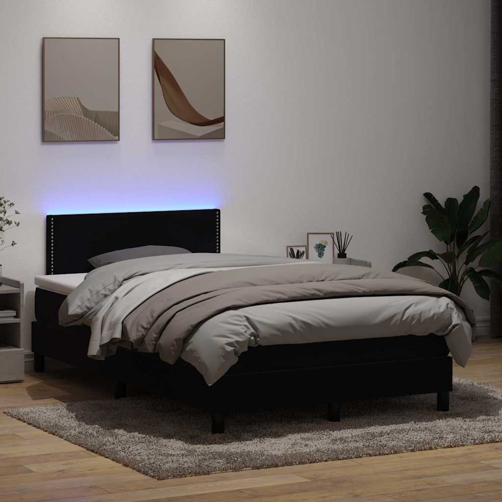 Κρεβάτι Boxspring με Στρώμα & LED Μαύρο 120x220 cm Βελούδινο - Pakobazaar