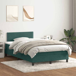 Κρεβάτι Boxspring με Στρώμα & LED σκούρο πράσινο 120x220cm Βελούδινο - Pakobazaar