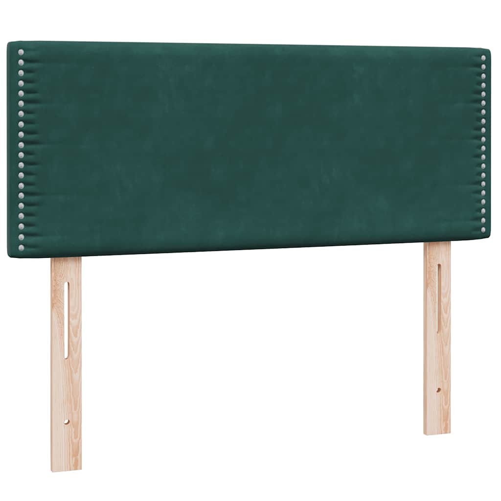 Κρεβάτι Boxspring με Στρώμα & LED σκούρο πράσινο 120x220cm Βελούδινο