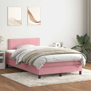 Κρεβάτι Boxspring με Στρώμα & LED ροζ 120x220 cm Βελούδινο - Pakobazaar