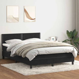 Κρεβάτι Boxspring με Στρώμα & LED Μαύρο 140x220 cm Βελούδινο