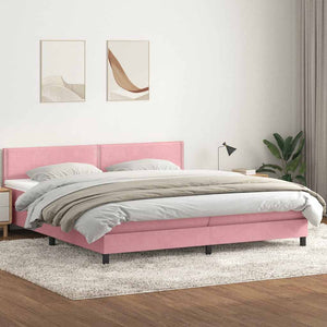 Κρεβάτι Boxspring με Στρώμα & LED ροζ 180x220 cm Βελούδινο