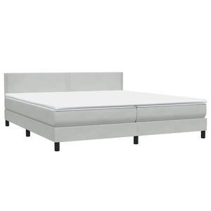 Κρεβάτι Boxspring με Στρώμα & LED ανοιχτό γκρι 200x220 εκ. Βελούδινο - Pakobazaar